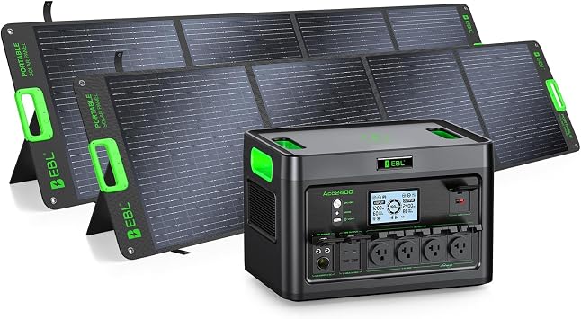 EBL 2400W Portable Power Station with 2x200W Solar Panel Ship Separately, 1843.2Wh Solar Generator, LiFePO4 Battery Backup,for RV Trip,Camping,Home Emergency