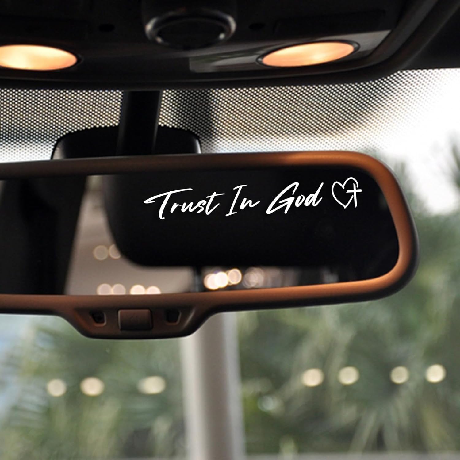 3 x Trust In God Cross White Car Mirror Decal Stickers for Cars Rearview Mirror Decal for Women Cute Decals Vinyl Affirmation Stickers for Window, Mirror, Tumbler, and Water Bottle - Image 3