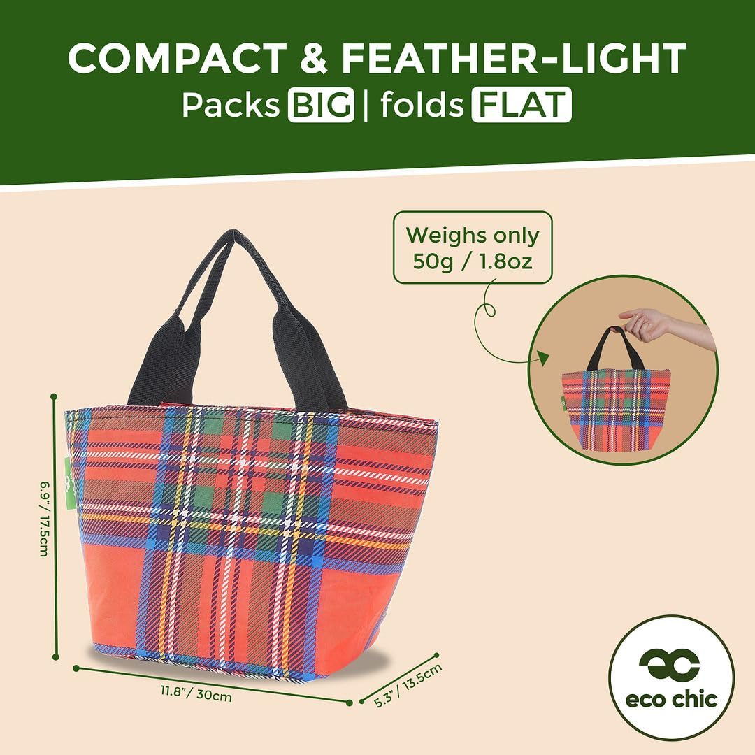 Eco Chic Borsa per la spesa pieghevole leggera e riutilizzabile,Borsa per la spesa resistente all'acqua,Si ripiega in un sacchetto attaccato per la conservazione, Carino Pecora Blu, Small