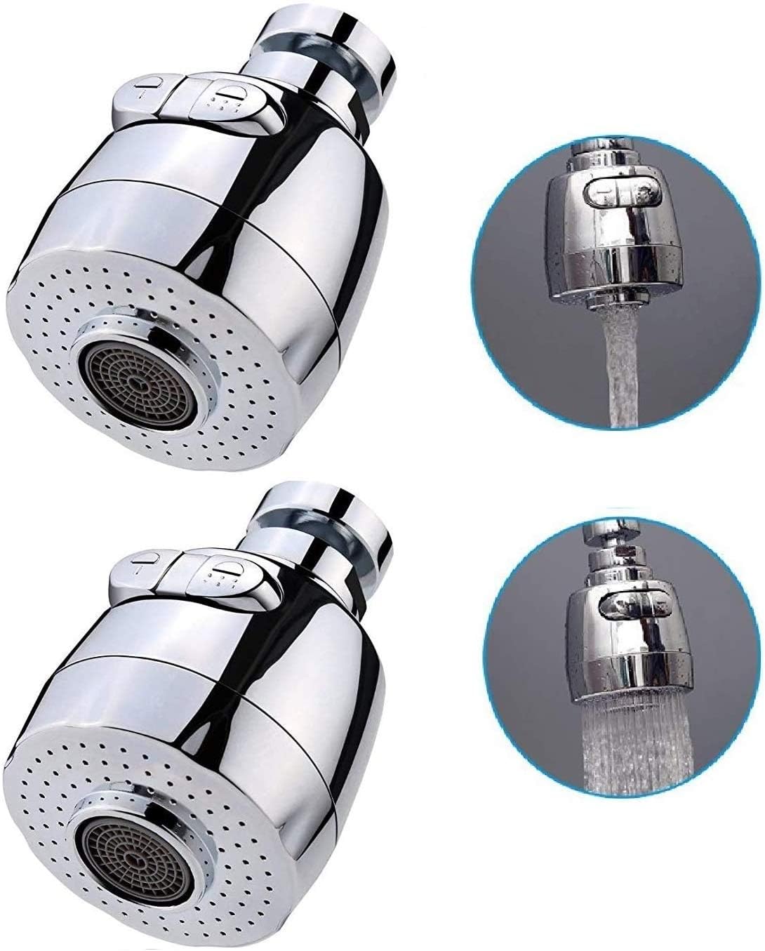 Sinrier 2 pack 360-Degree Swivel Water Swivel Faucet Aerator Nozzle Filter Water Saving Tap Diffuser Kitchen Accessories