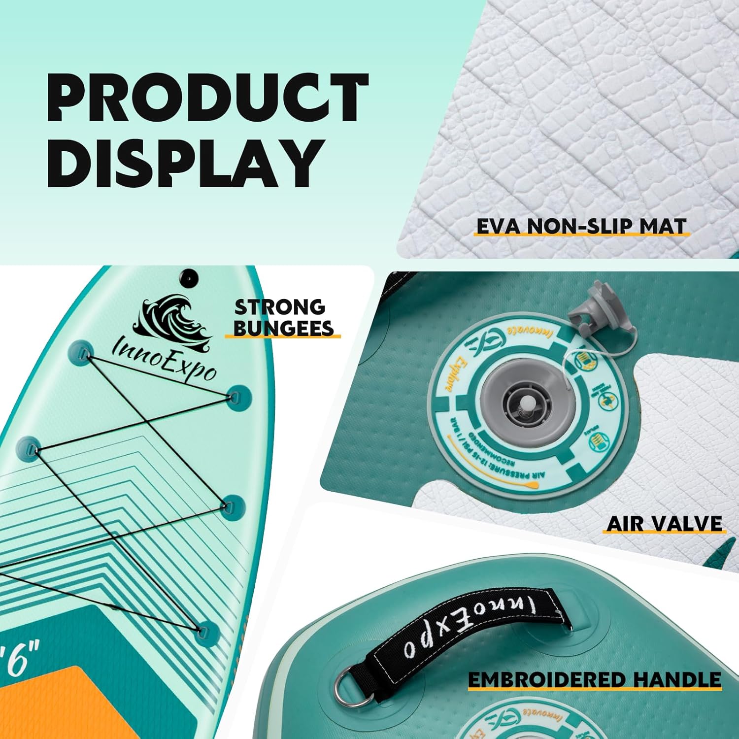 InnoExpo Inflatable Stand Up Paddle Boards with Premium Accessories, Wide Stable SUP Paddle Board Design, Non-Slip Comfort Deck for Youth & Adults - Image 5