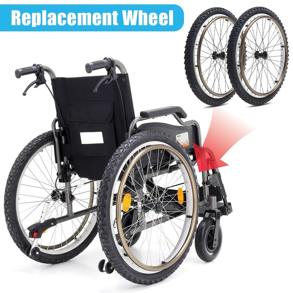 24 Pulgadas Ruedas Traseras Para Silla De Ruedas, 24 X 1.95 Ruedas Traseras Para Sillas De Ruedas Manuales, Accesorios Recambio De Ruedas De Repuesto