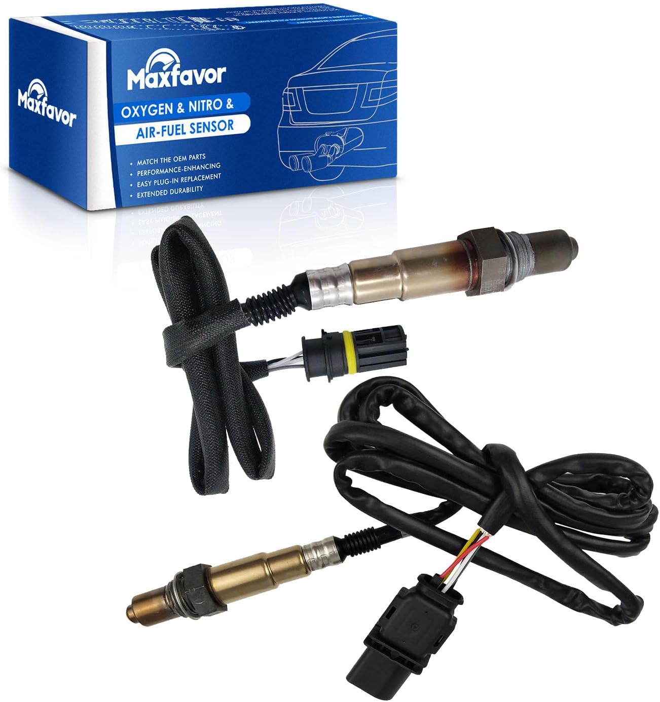 MAXFAVOR 2Pcs Oxygen Sensor Upstream Downstream O2 Sensor Replacement for BMW X3 X5 Z4 128I 135I 323I 328I 328XI 335I 335IS 335XI 528I 528XI 3.0L Only for Cylinder 1,2,3 O2 Sensor 234-5139 234-4876