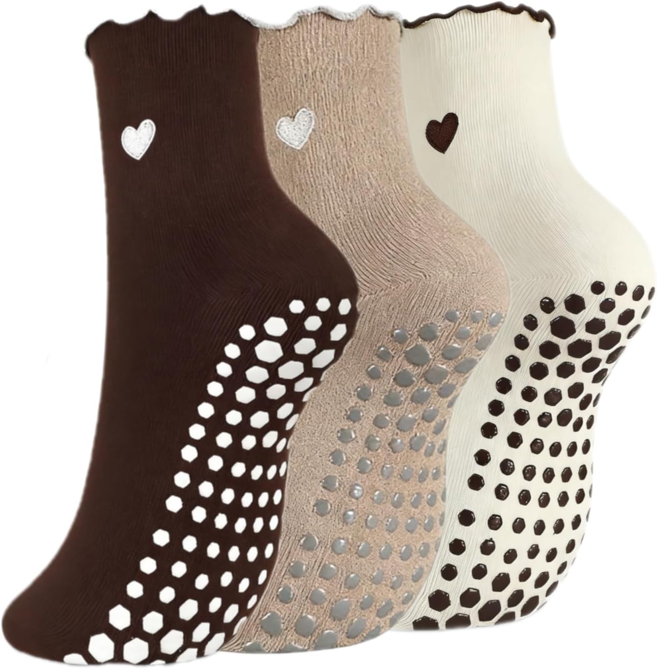 Grip Socks Pilates,Cute Pilates Socks for Women, Ruffle Grippy Sock for Yoga Barre Hospital