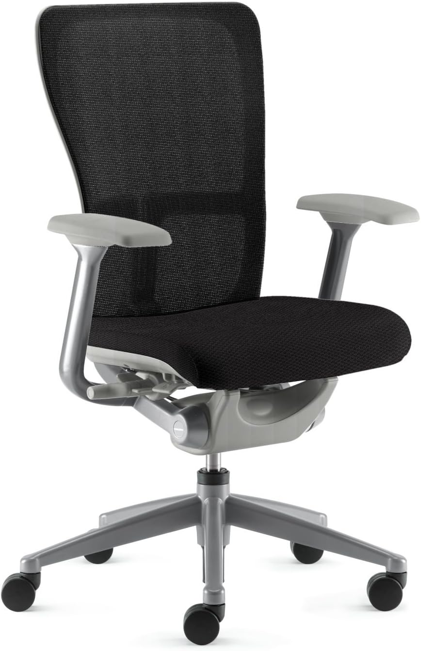 Zody Chair by Haworth: Basic - Fixed Arms - Pneumatic Lift - Black Seat/Back - Silver Frame