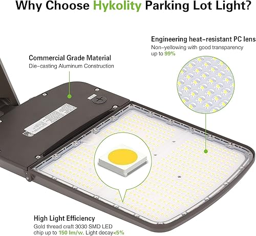 Miniatura 3 de Paquete de 3 luces LED de estacionamiento conmutables de 240 W300 W, iluminación de calle LED de 150 LMW con fotocélula del anochecer al amanecer