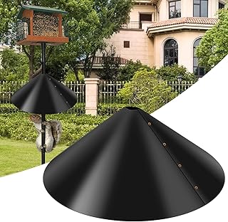 Wrap Around Squirrel Baffle, 18 Inch Universal Squirrel Proof Baffle, Durable Bird Feeder Guard with Hook Outdoor Hanging Squirrel Flapper for Bird Feeders Poles, Bird House (Black Pole Style)