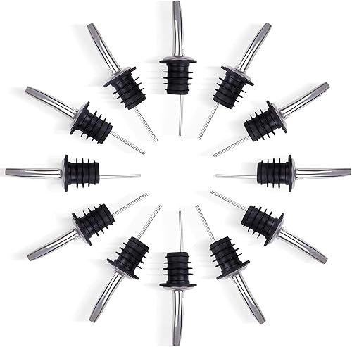 Vista 23 de EHOMEA2Z Stainless Steel Liquor Bottle Pourers Classic Bottle Pourers for Alcohol, Leak-Proof, Dishwasher-Safe Pour Spouts for Liquour Bottles