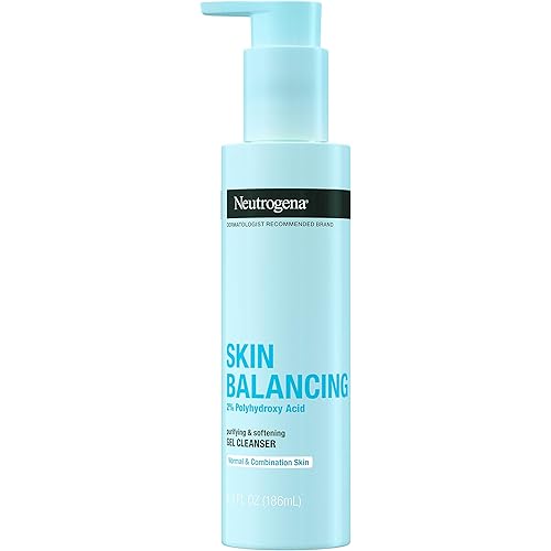 Neutrogena Skin Balancing Purifying Gel Cleanser with 2% Polyhydroxy Acid (PHA), Softening Face Wash for Normal & Combo Skin, Paraben-Free, Soap-Free, Sulfate-Free, 6.3 oz