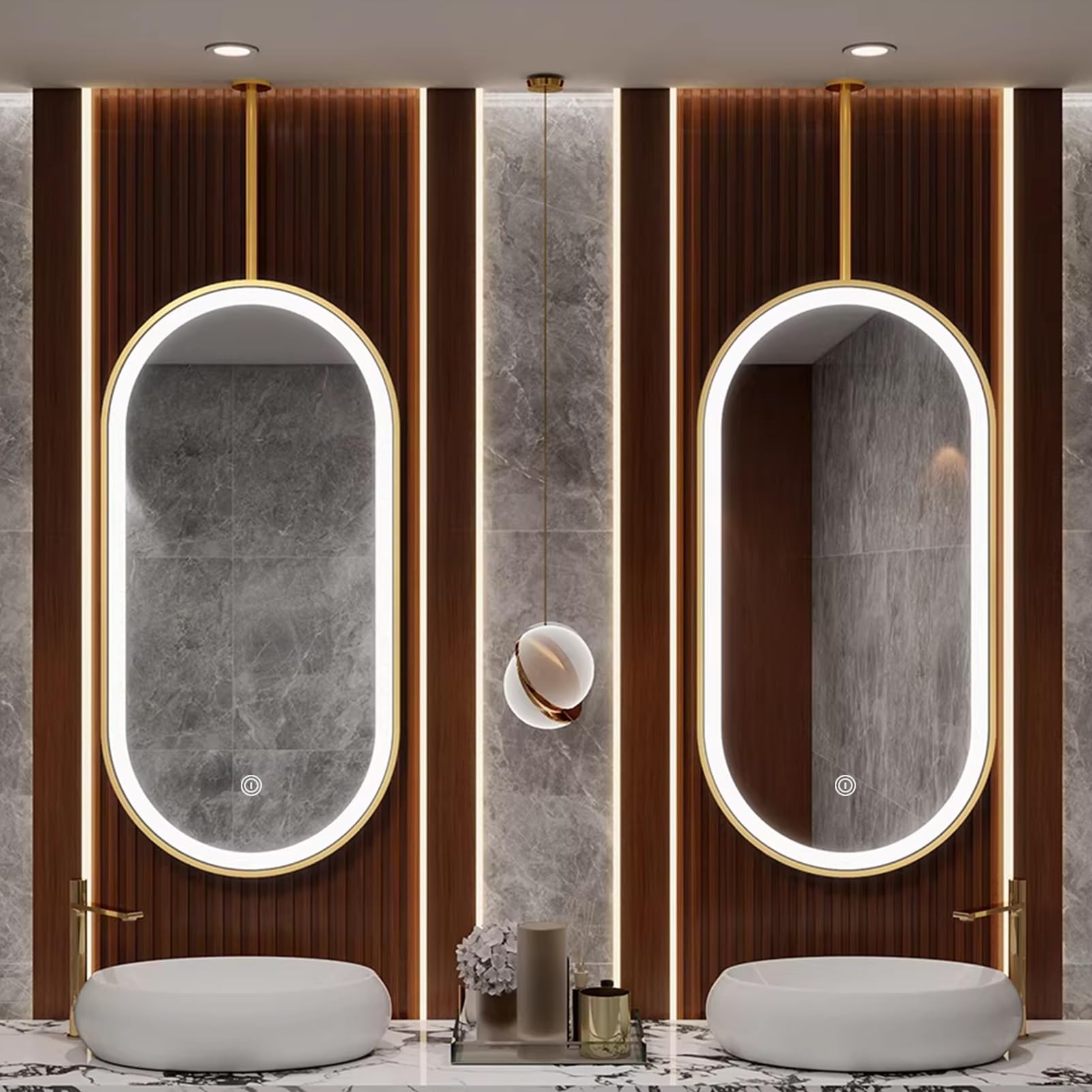 Miroir de maquillage ovale LED doré pour créer un véritable écrin de douceur et de bien-être