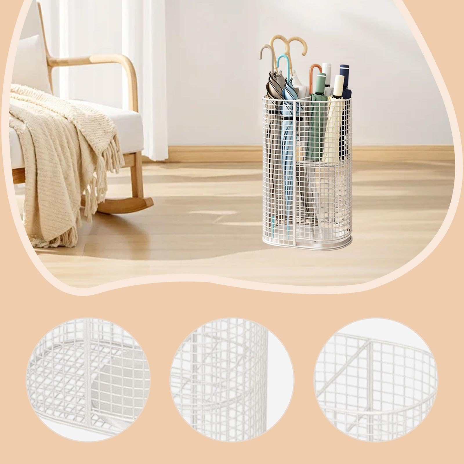 Colcolo Soporte para, Soporte portátil Multiusos para Bastones Senderismo, Estante Almacenamiento para Pasillo o Garaje, Blanco