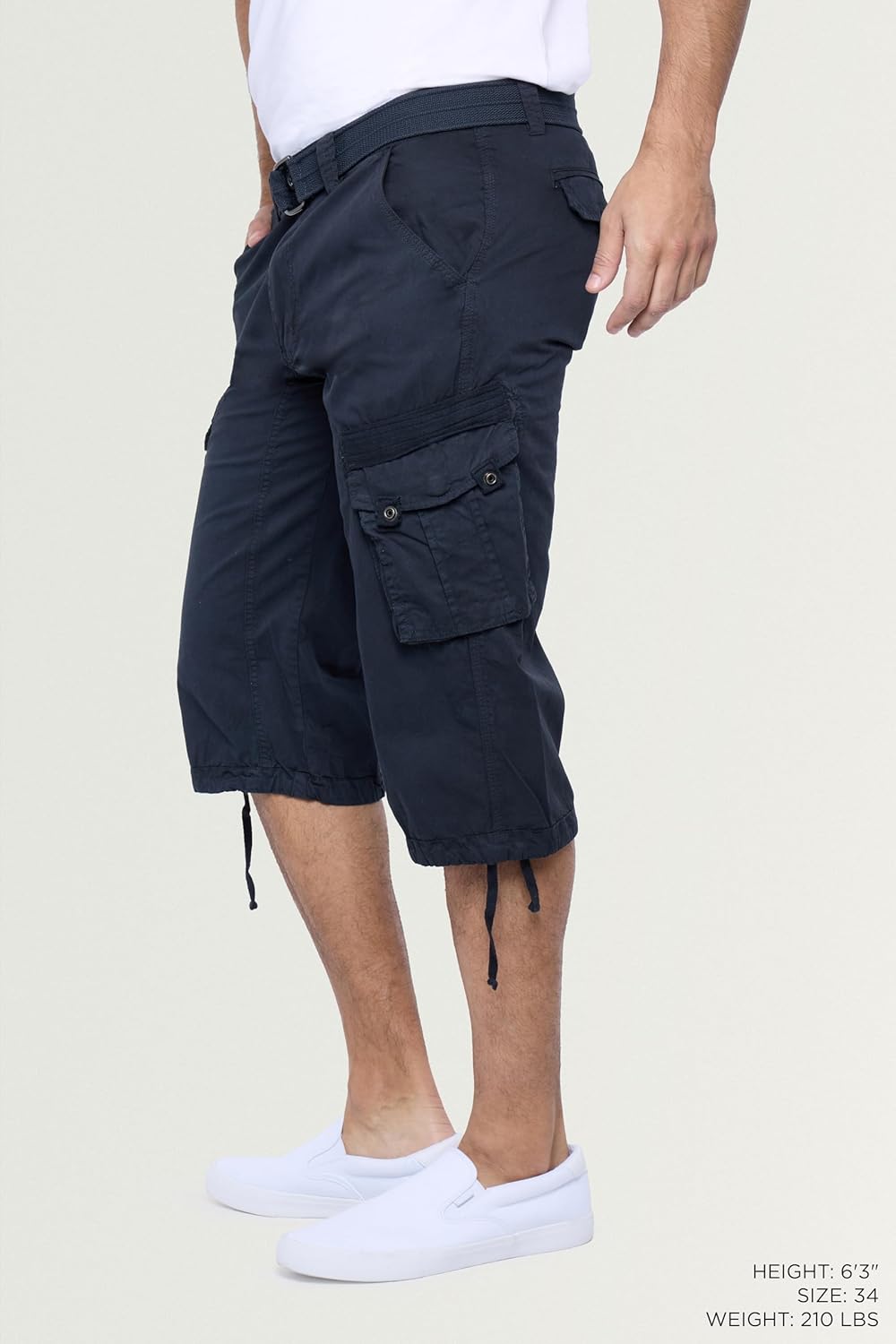 X RAY Men's Belted Long Cargo Shorts for Men, Below Knee Length Mens Cargo Shorts, 3/4 Pants (Big and Tall Shorts for Men) - Image 3