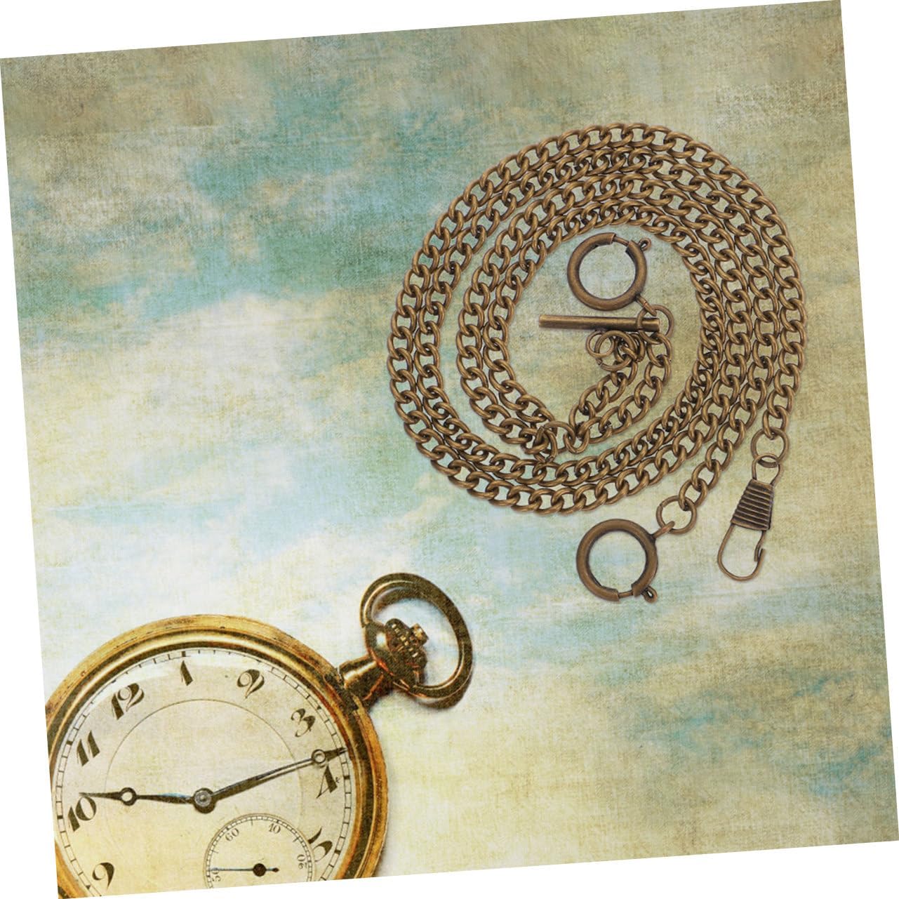 Holibanna 2pcs Metal Pocket Watch Chains for Men Vintage Style Secure Link Vest Chain Accessory for Formal and Casual Outfits