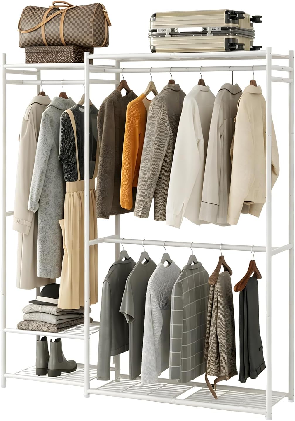 Wardrobe Closet, Portable Closet with Hanging Shelves，Freestanding Closet Organizers and Storage with Hanging Rods, Clothes Rack for Living Room, Bedroom, Tall Size