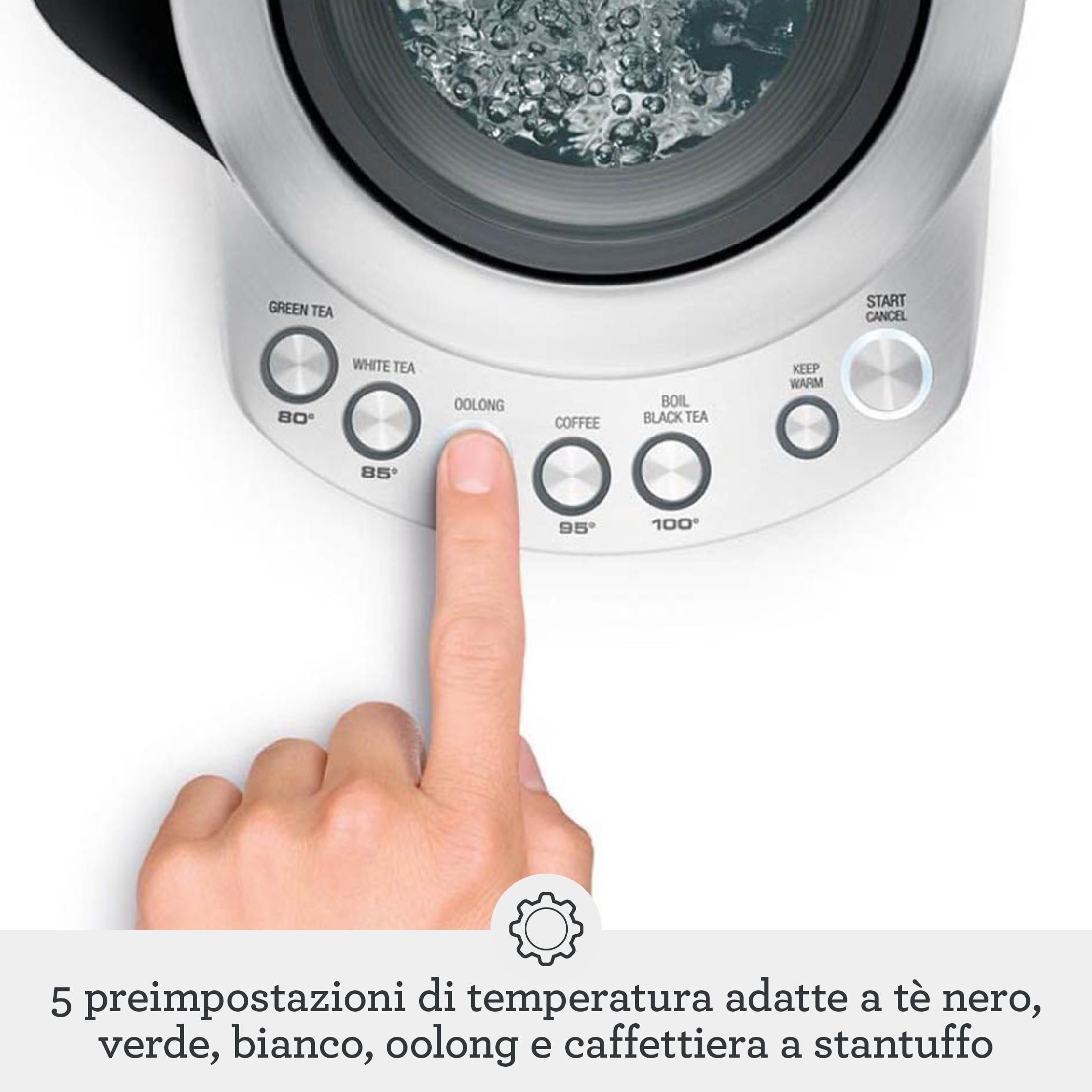 Sage - The Smart Kettle - Bollitore Elettrico Silenzioso e Senza Fili - Ebollizione Rapida - Acciaio Inox Spazzolato