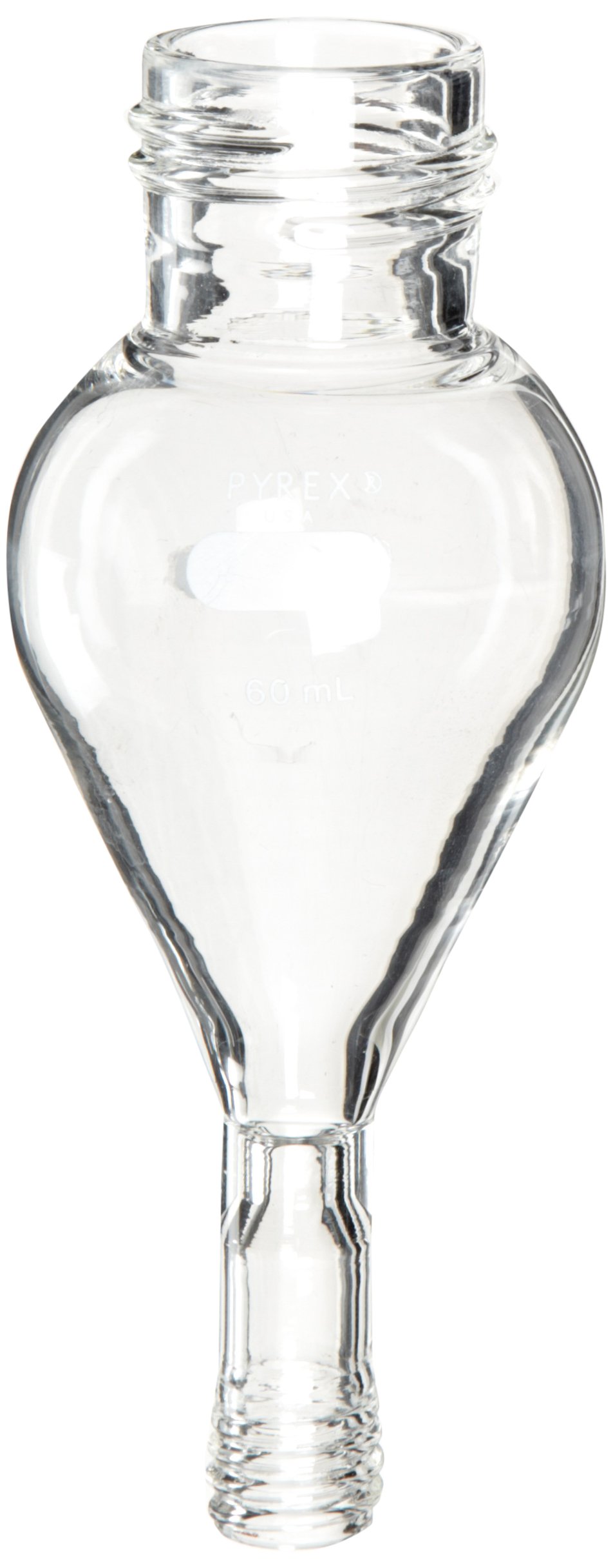 Pyrex 6305-60FO - Embudo separador de cristal de borosilicato (sin válvula y tapa, 60 ml)
