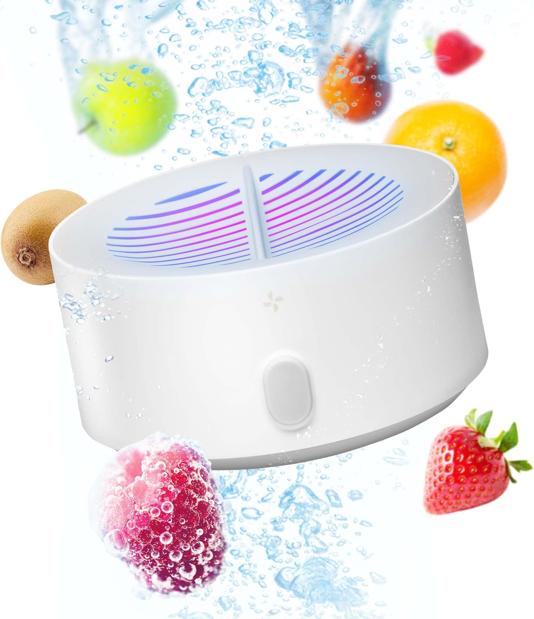 AquaPure - Fruit and Vegetable Washing Machine, Fruit Cleaner Device That Cleans Fresh Produce in Water, Waterproof Fruit and Vegetable Cleaner, Fruit and veggie Purifier, 3.94 x 1.97 in, White & Grey