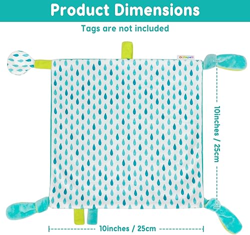 Miniatura 3 de Dr.Rapeti Manta de seguridad para bebé, niño pequeño, 10 x 10 pulgadas, juguete sensorial lavable, manta de apaciguamiento amoroso (gota de lluvia)