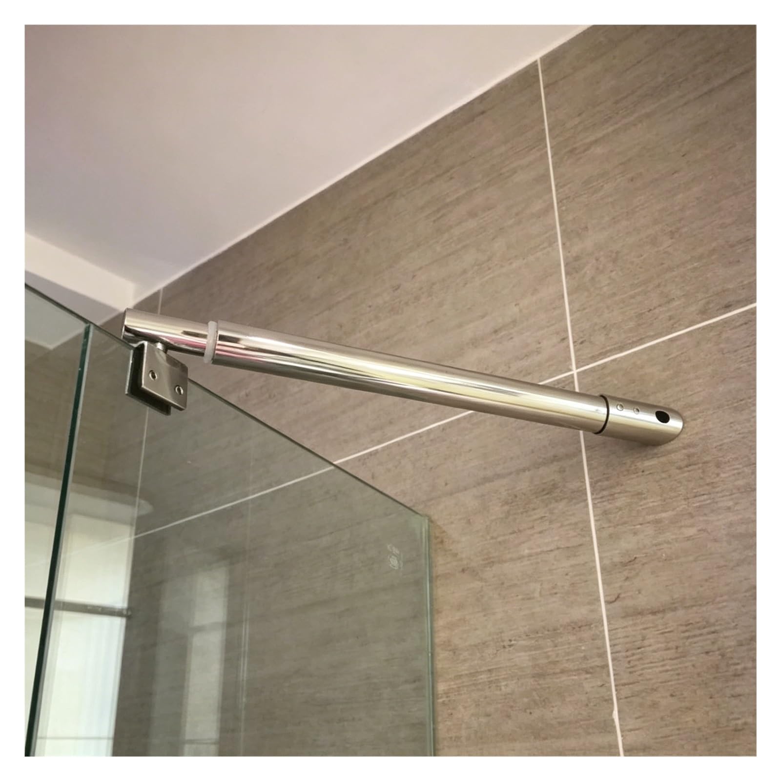 Haixhx Angled Head Stainless Steel Shower Glass Support Bar, Telescopic Extendable Frameless Fixed Supporting Rod For Fix Wobbly 8-12Mm Glass Panel(,600-800Mm)