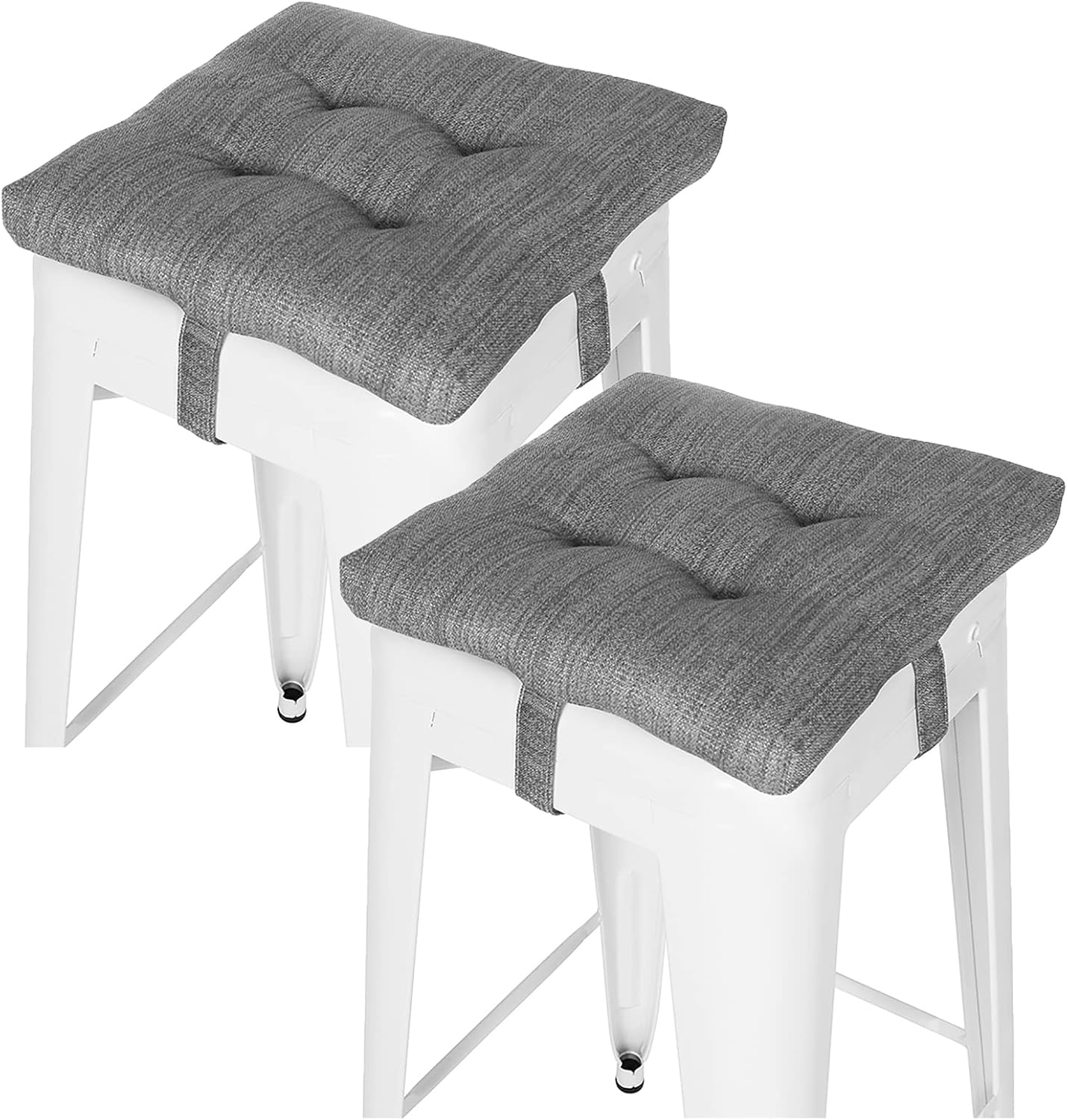 baibu 12 Inches Memory Foam Square Seat Cushion Set of 2, Dual-Layer Design Bar Stool Square Seat Cushion with Ties - 2 Pads Only, Beige (12'' (30CM))