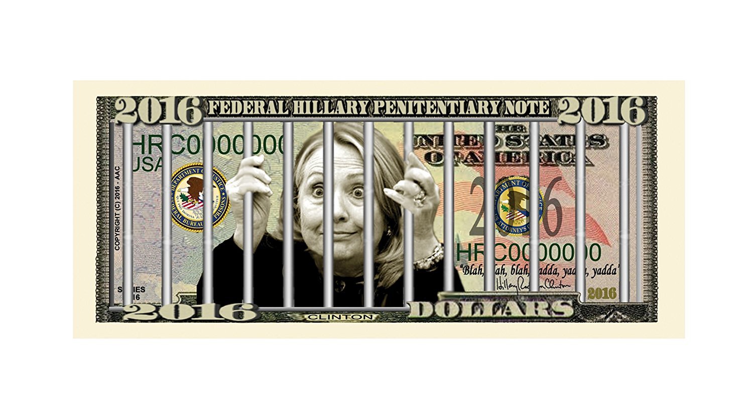 Hillary For Prison 2016 Novelty Dollar Bill - Pack Of 10, Collectible Political Satire - View #8