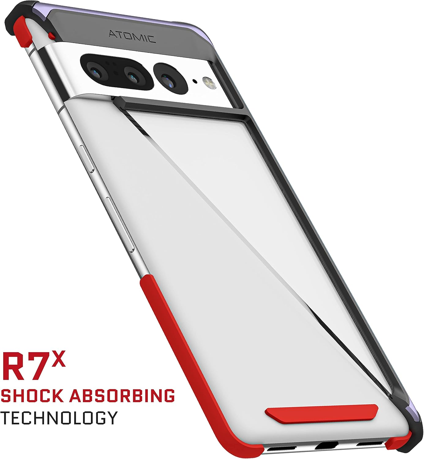 Ghostek ATOMIC slim Clear Google Pixel 7 Pro Case with Aluminum Metal Bumper Premium Rugged Heavy Duty Shockproof Protection Tough Protective Phone Covers Designed for 2022 Pixel 7 Pro (6.7") (Purple)