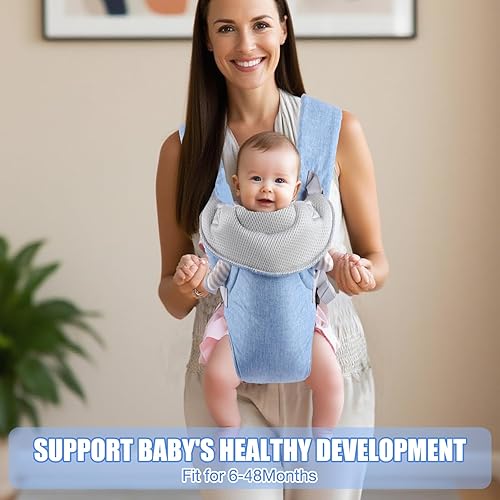 Miniatura 3 de Correa duradera y ergonómica, el pequeño pesa 7-44 libras, ligero y cómodo, manos libres para mamá y papá (azul)