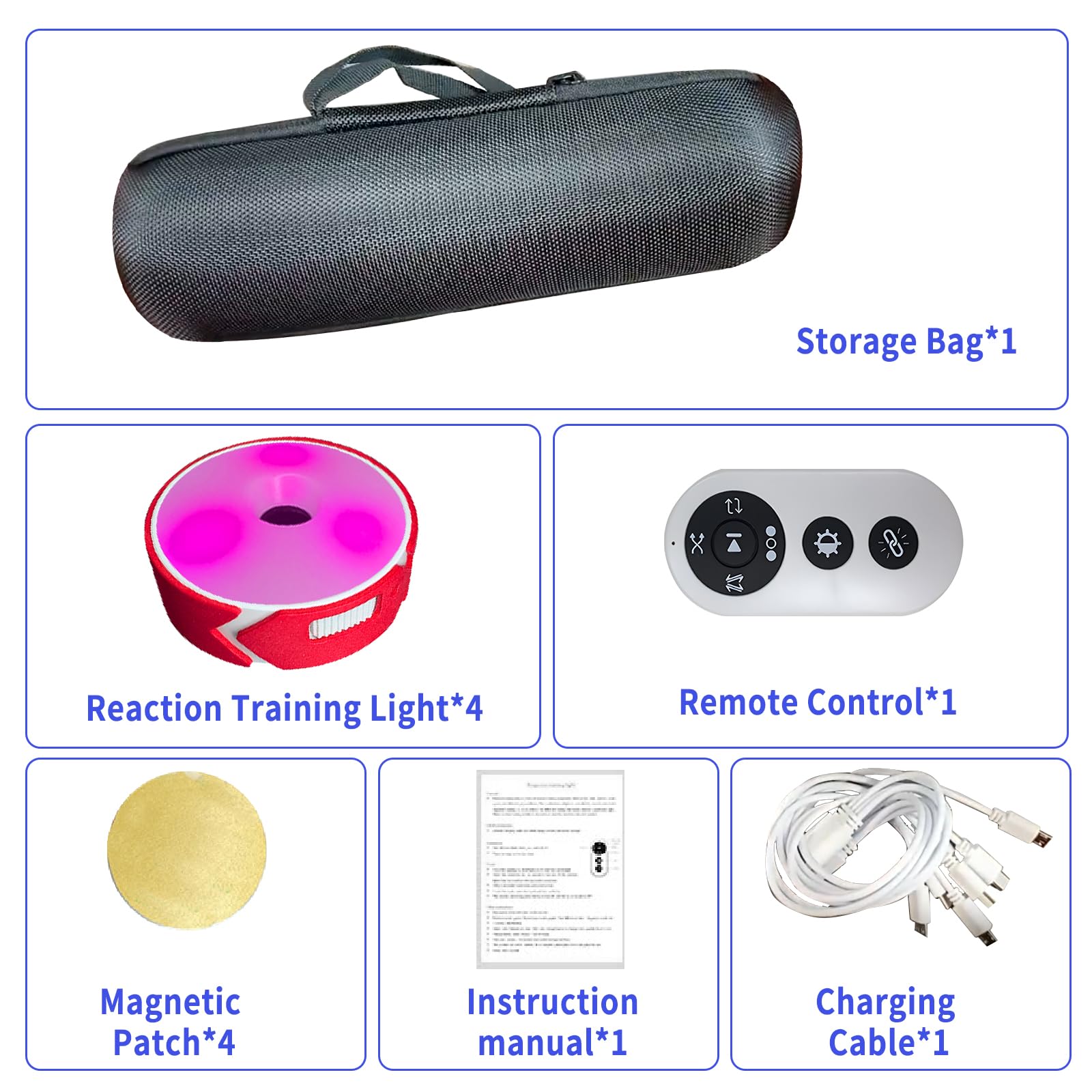 Lumières d'entraînement de réaction, 4 modes de lumières d'agilité de sport, kit d'entraînement avec chargement USB, lumières d'entraînement de réaction de sport, vitesse pour athlètes, entraîneurs de
