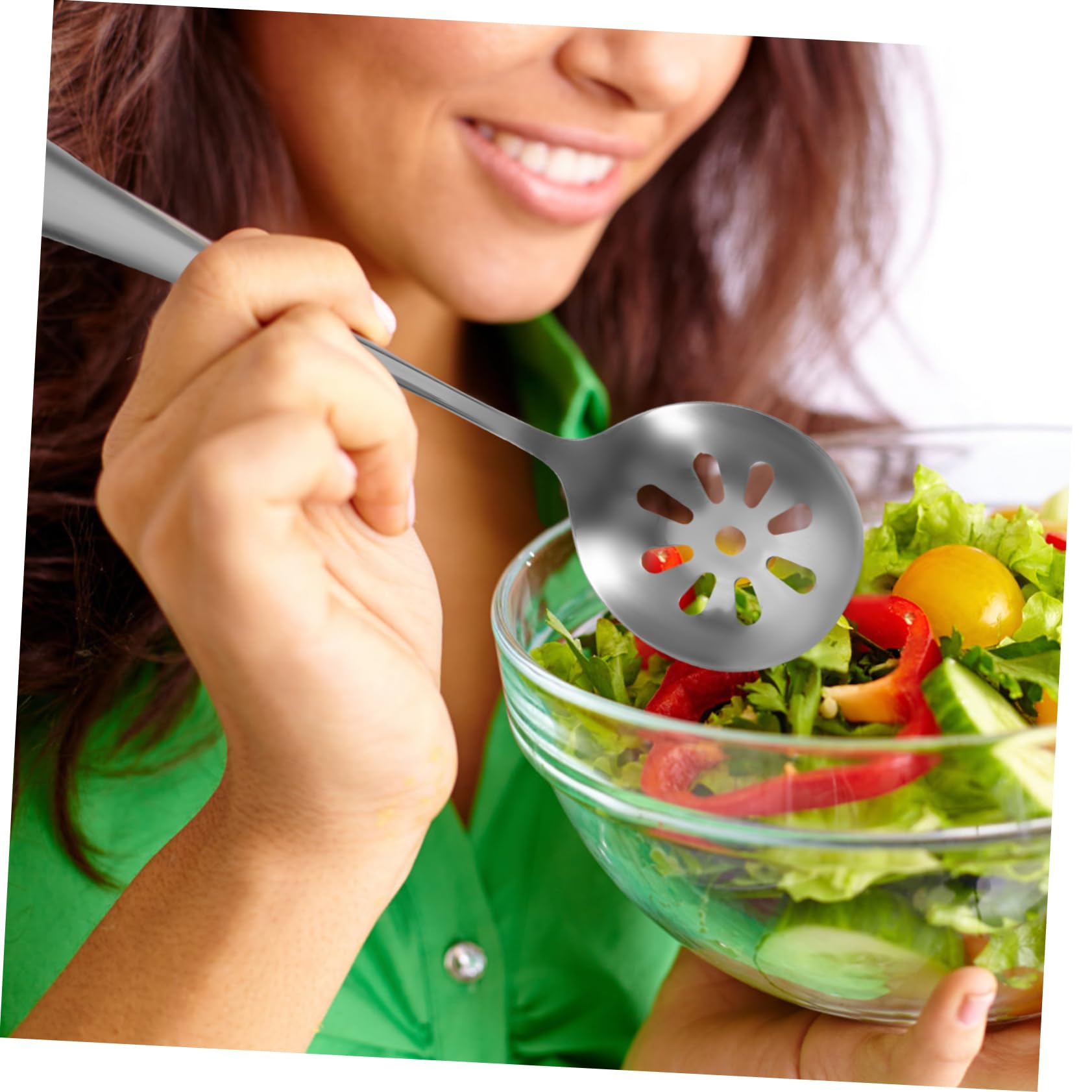 OUNONA 3Pcs Ergonomic Slotted Spoons Portable Serving Utensils for Serving for Fruits Desserts and Appetizers Reusable and Lightweight Design