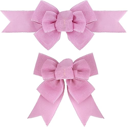 Miniatura 137 de 2 lazos de arpillera de Navidad, hechos a mano, prefabricados para coronas, adornos decorativos grandes de Navidad, decoración de árbol, lazos