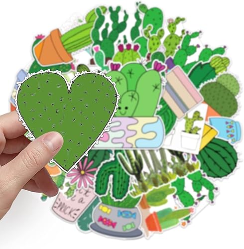 Miniatura 4 de Calcomanías de vinilo de cactus, calcomanías estéticas vintage de cactus verde vívido para niños, niñas, adolescentes y adultos, botellas de agua