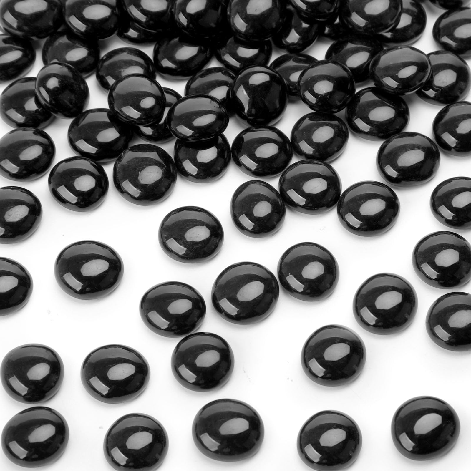 DomeStar Billes plates en verre de 2,3 kg – Galets en verre plats noirs pour vases, aquariums, loisirs créatifs