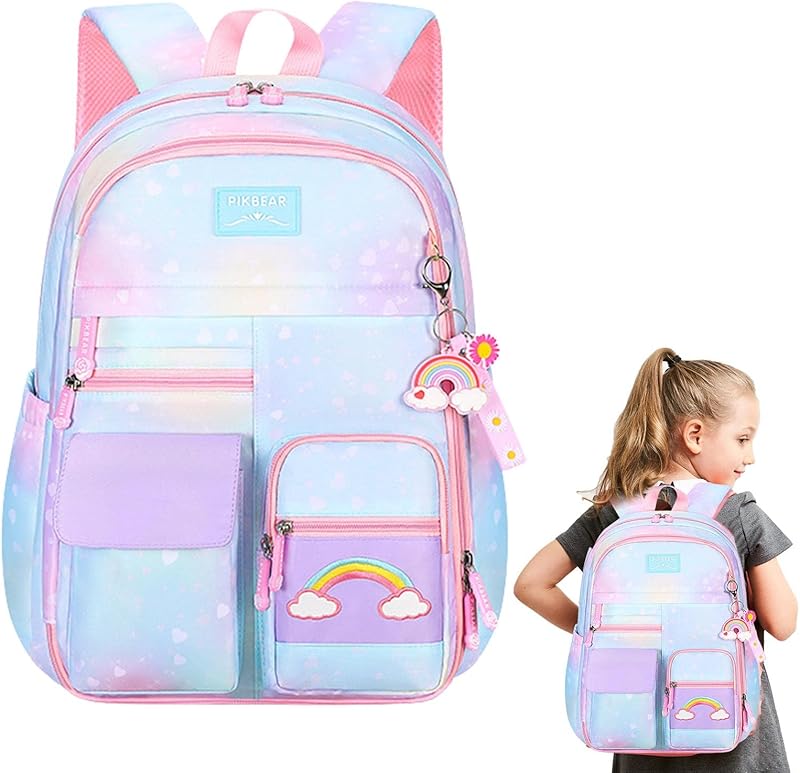 Mochilas para Meninas - Confortáveis mochilas escolares à prova d'água - Mochilas cor--rosa gradiente para meninas, escola primária, mochila arco-íris, mochila arco-íris para Sritob em oferta na Shopee