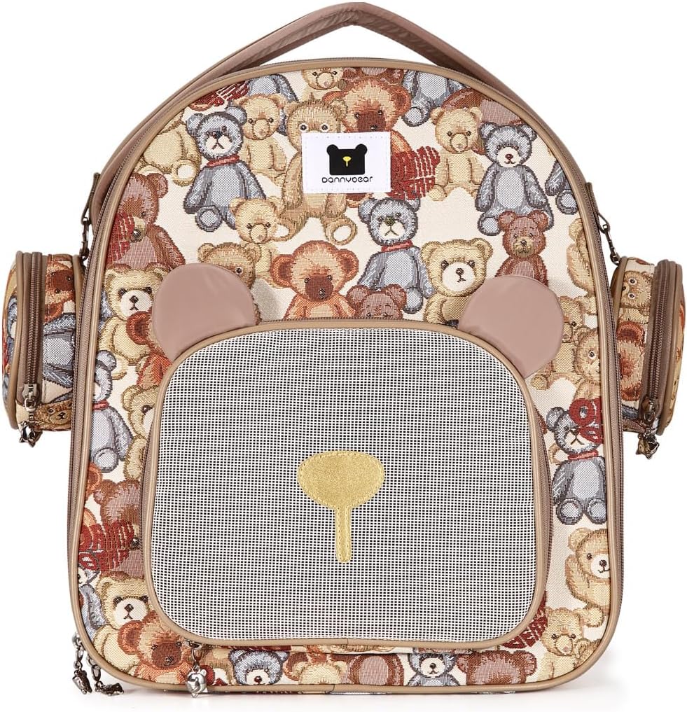 Backpack Carrier for Small Large Cat, Pet, Puppy, Ventilated Pet Hiking Backpack Travel Bag, Camping Biking pet Bag Up to 18lbs Pet (Brown)