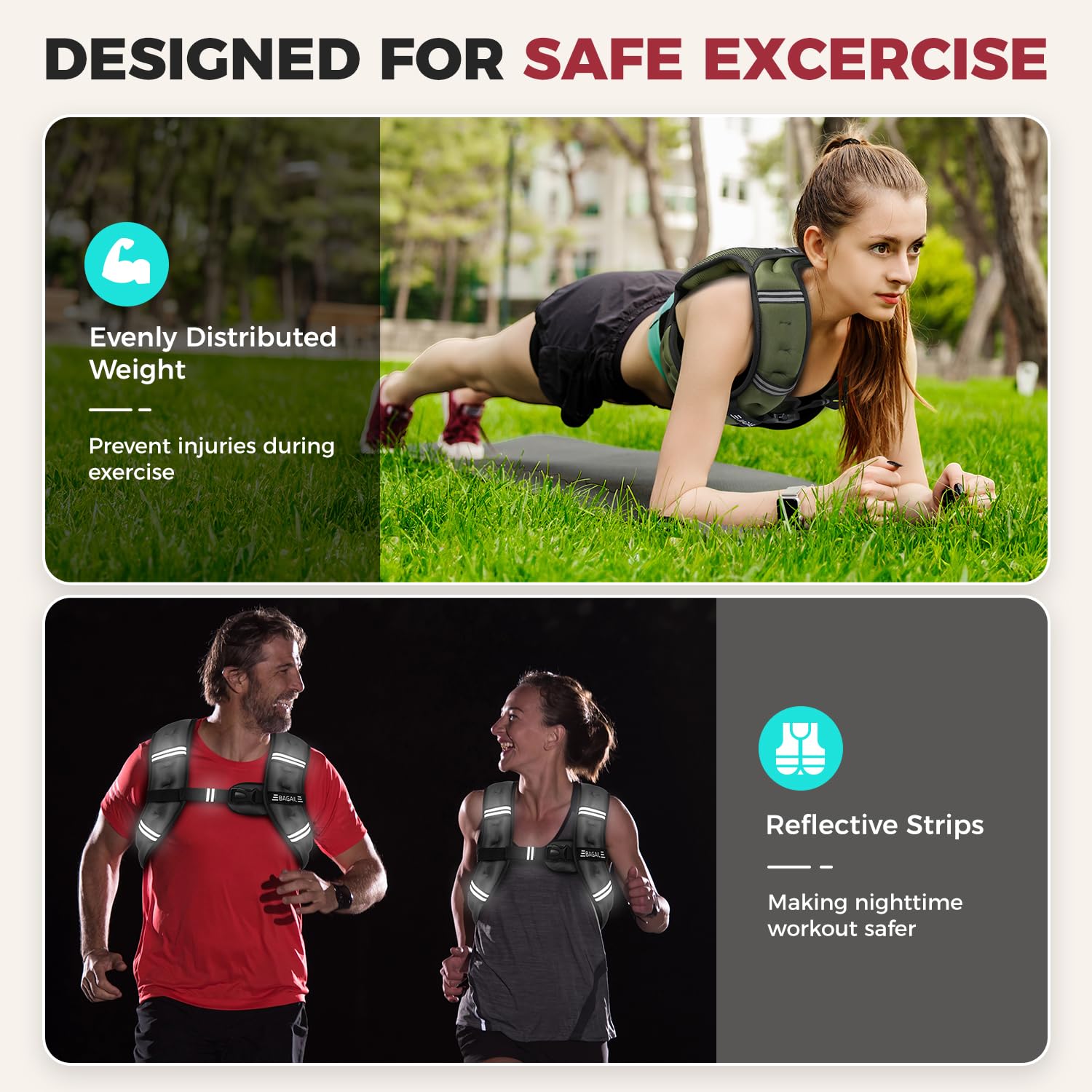 Bagail Gilet Appesantito Per l'Allenamento Della Forza, Misura Del Busto Regolabile, Comoda Tasca, Gilet Appesantito Con Sabbia di Ferro, Ideale per la palestra, lo yoga e l'aerobica