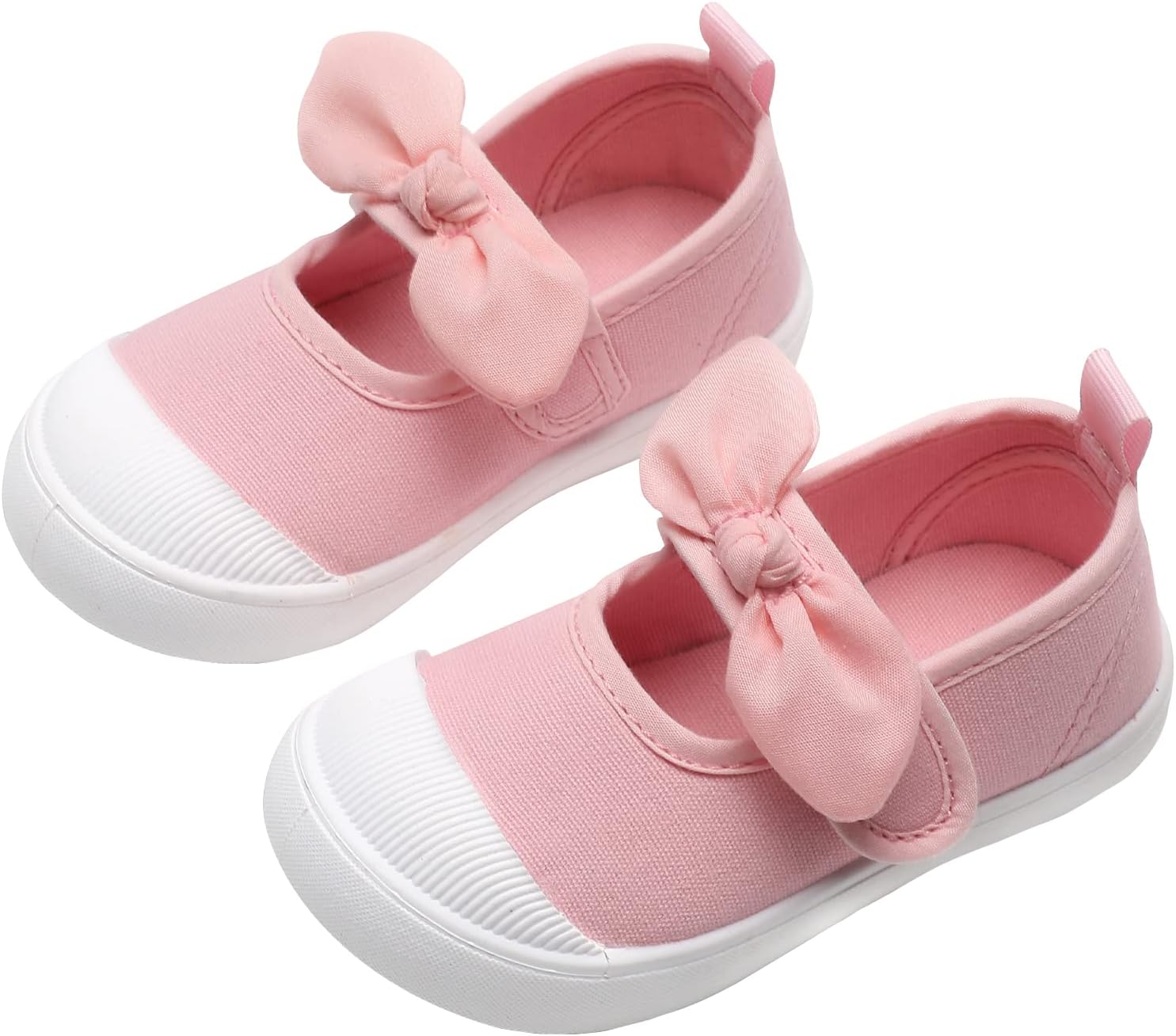 Toddler Girls T-Strap Canvas Sneakers for Little Kids Classical Comfortable Mary Jane Canvas Flats, Non-Slip Casual Canvas Sneaker for Girls 8 Toddler Flamingo