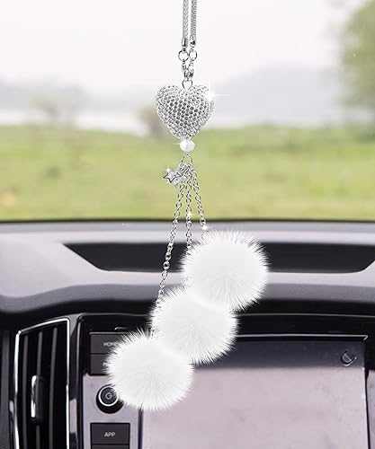 Miniatura 6 de Accesorios para espejo retrovisor, accesorios de automóvil con diamantes de corazón brillante, accesorios para colgar en el espejo del automóvil,