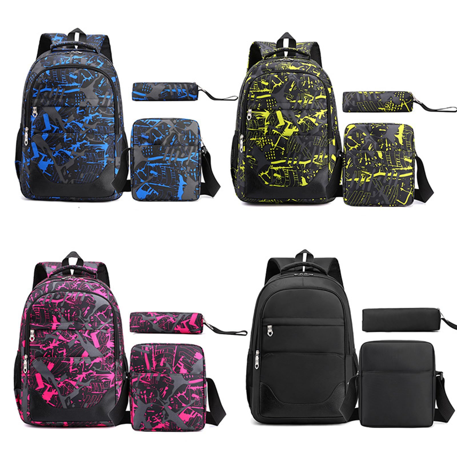 Générique Camouflage École Primaire Noir Sac à Dos Bandoulière Garçons École de Campus Cartables Bleu pour Filles Ado Filles Sac d'école Primaire avec Trousse et Sac Bandoulière