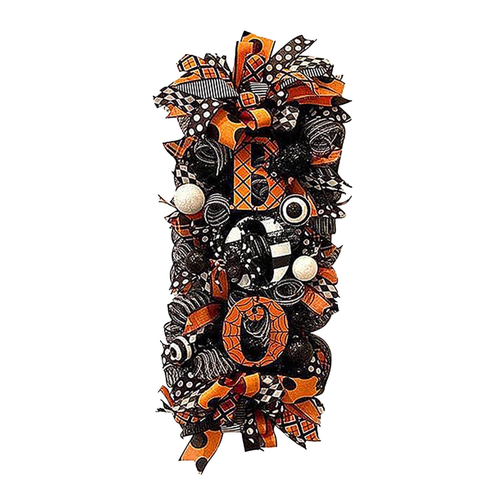 Couronne d'Halloween pour porte d'entrée noire décorative de 50 x 20 cm