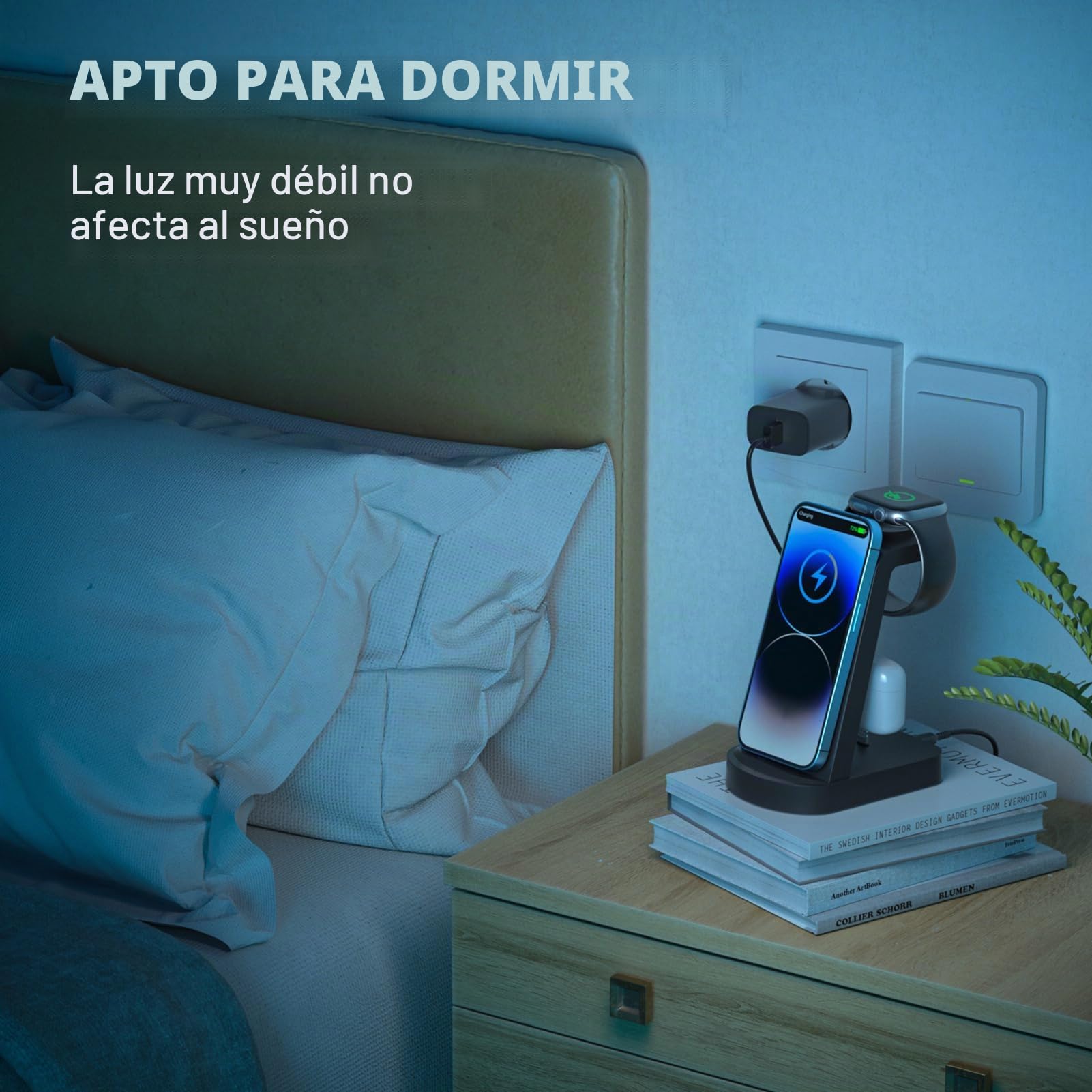Cargador inalambrico,INNISTO Cargador inalambrico con 18W Adaptador,estacion de Carga Compatible con iPhone 17/16/15/14/13/12 Pro/Pro MAX,Apple Watch Ultra/10/9/8/7/SE/SE2/6/5/4 AirPods321/Pro1 Negro