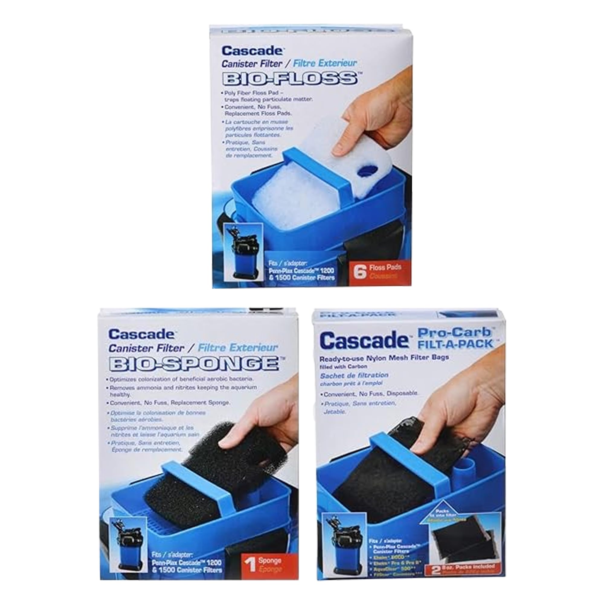 Trinity Treats Cascade 1200/1500 Canister Maintenance & Replacement Filter Media Kit, Including Microfiber Cleaning Cloth(Poly Fiber Bio-Floss Pads,