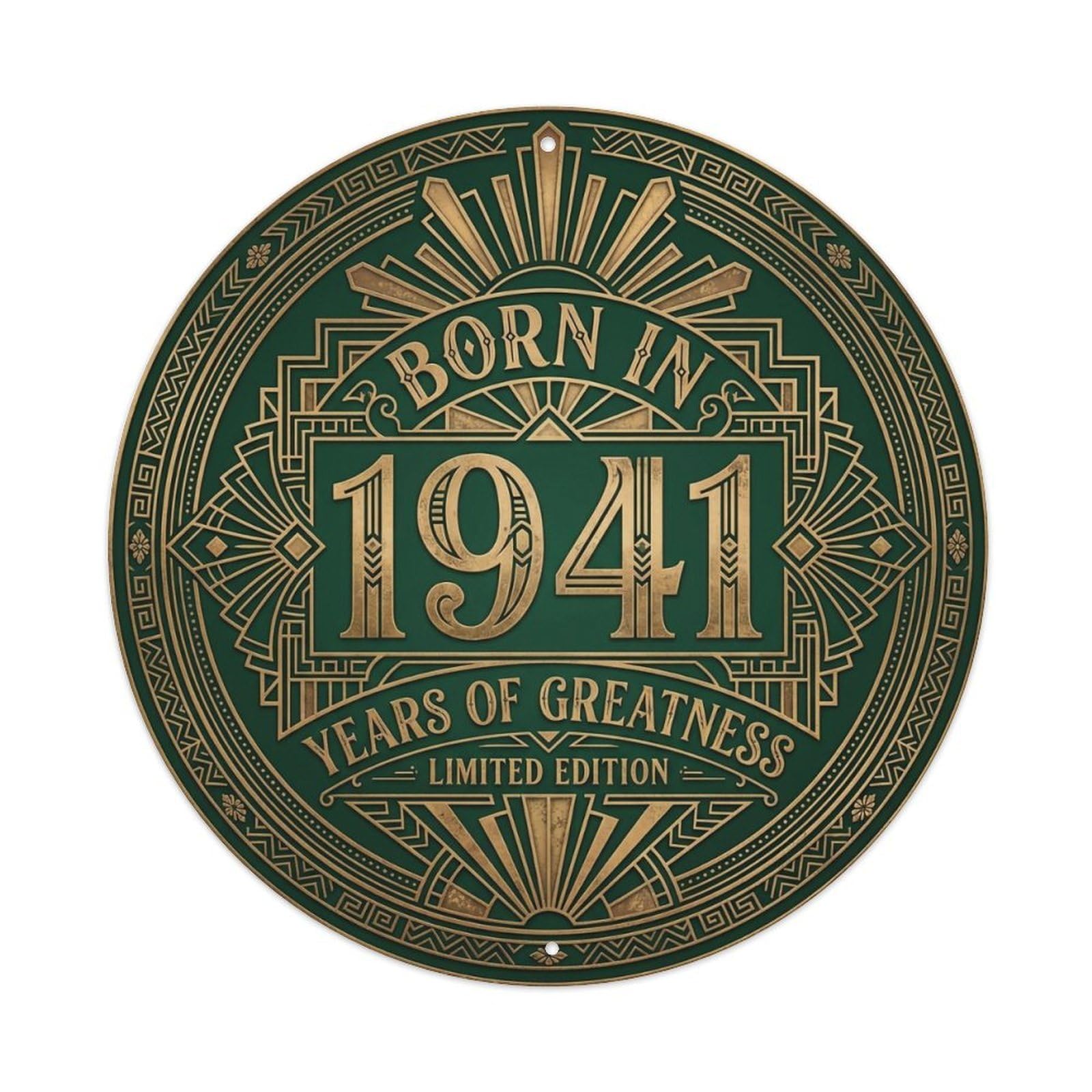 Born In 1941 Years Of Greatness Year-Themed Birthday Gift Metal Tin Sign Plaque Wall Decor for Cafe, Club, Garden Round Metal Poster 8x8Inch
