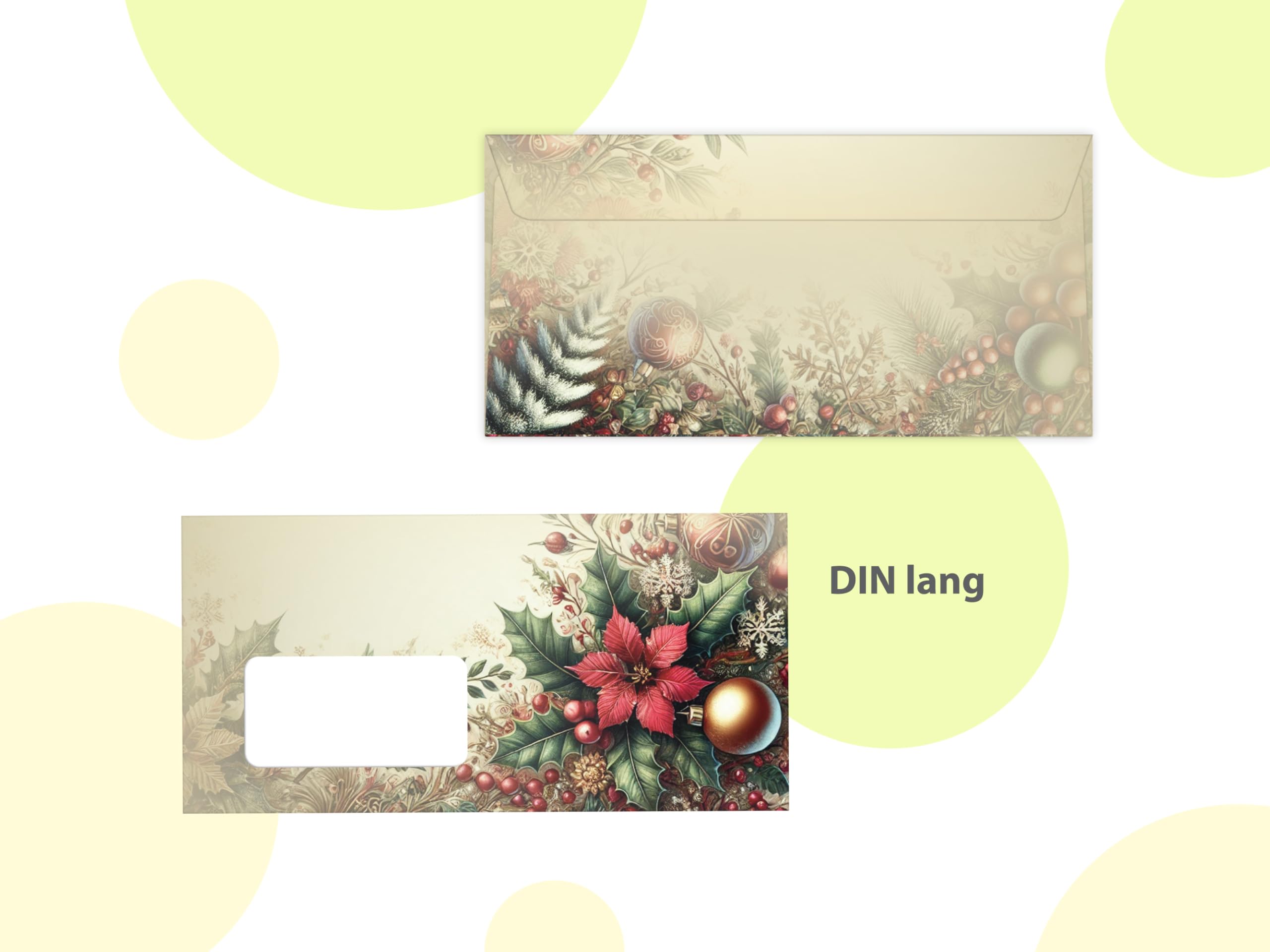 Briefpapier Weihnachten Weihnachtsbriefpapier mit Umschlag Umschlägen mit Fenster Weihnachtspapier A4 für Kunden (250 Blätter + 250 Umschläge)