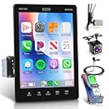 9.5inch Single Din Touchscrren Car Stereo with Carplay Android Auto,1080P IPS Detachable Touch Screen,5.0Bluetooth,12LED IP69k Backup Camera,FM Radio GPS,USB/AUX,Mirror Link,SWC