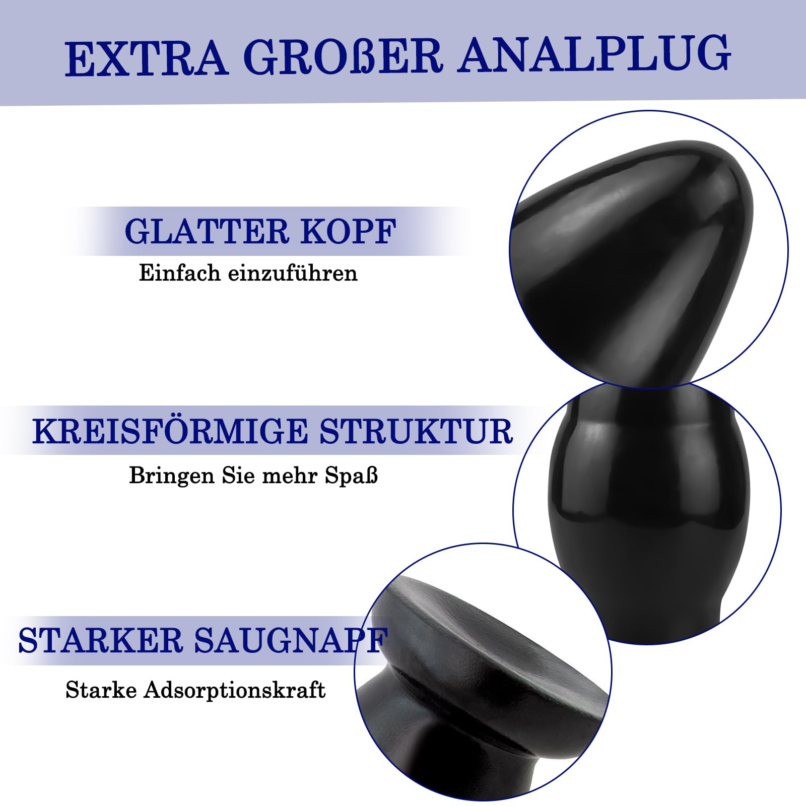 BDSMAGE Tapón anal extragrande, Diámetro 8 cm plug anal consolador, Dildo Anal Plug Dilatador Plug Anales, Apariencia de bala de cañón Butt Plug juguetes sexuales (Negro)