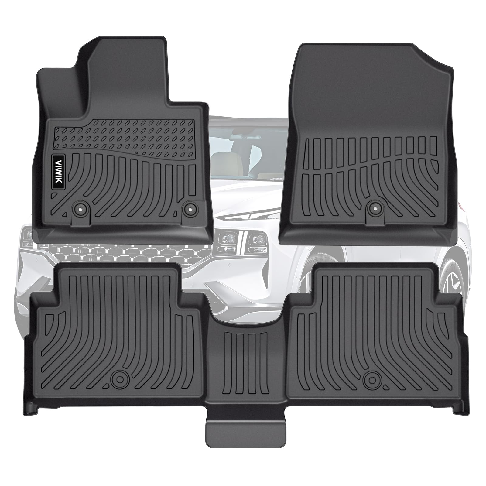 VIWIK Floor Mats for Hyundai Santa FE (Only Hybrid) 2021-2023, Car Mats All Weather Protection Custom Floor Liners Full Set Include 1st and 2nd Row Front & Rear Black Car Liners