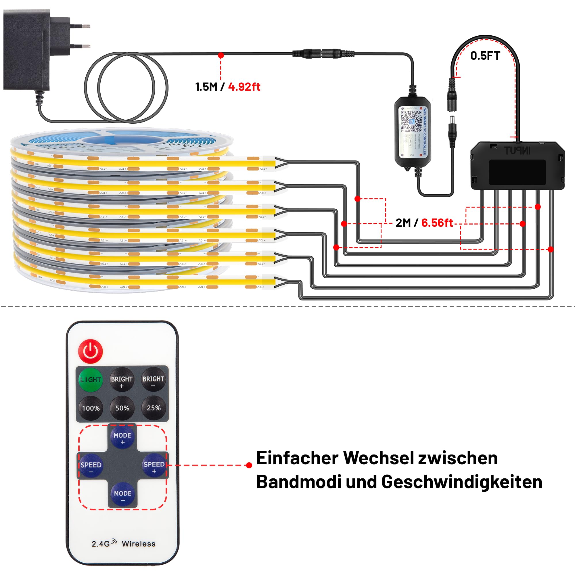 Lichaser COB LED für Akustikpaneele, 6 Rollen 2700K Akustik Paneele LED Streifen Warmweiss und Kompatibel mit Alexa, COB Lichtleiste für Akustikpaneele, Wandpaneele Beleuchtung, Regal, Vitrinen (2M)