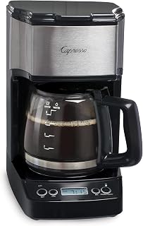 Capresso 5-Cup Mini Drip Coffee Maker - Programmable Timer, GoldTone Filter, Drip-Free Carafe, Black/Stainless Steel