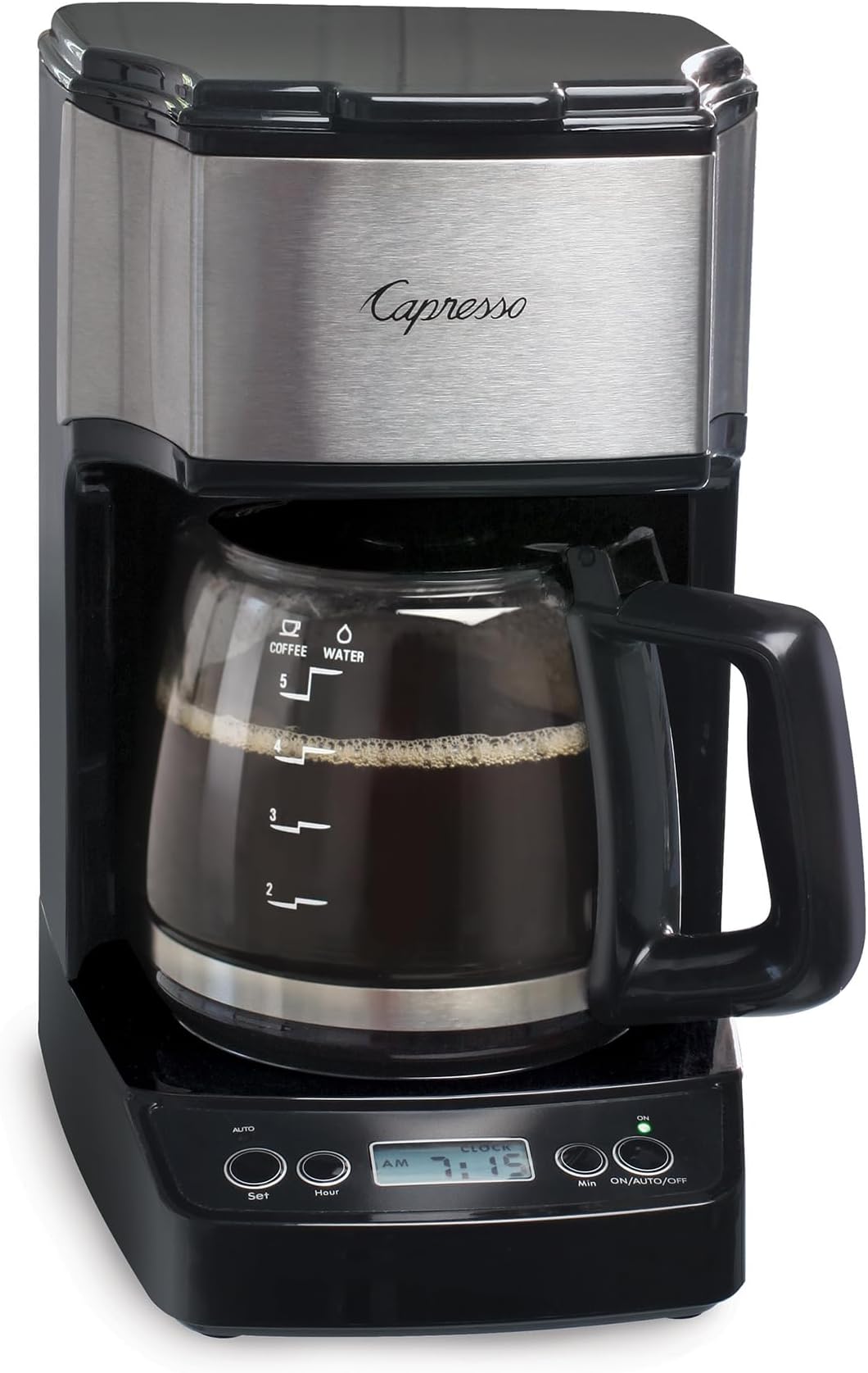 5-Cup Mini Drip Coffee Maker, Black and Stainless Steel