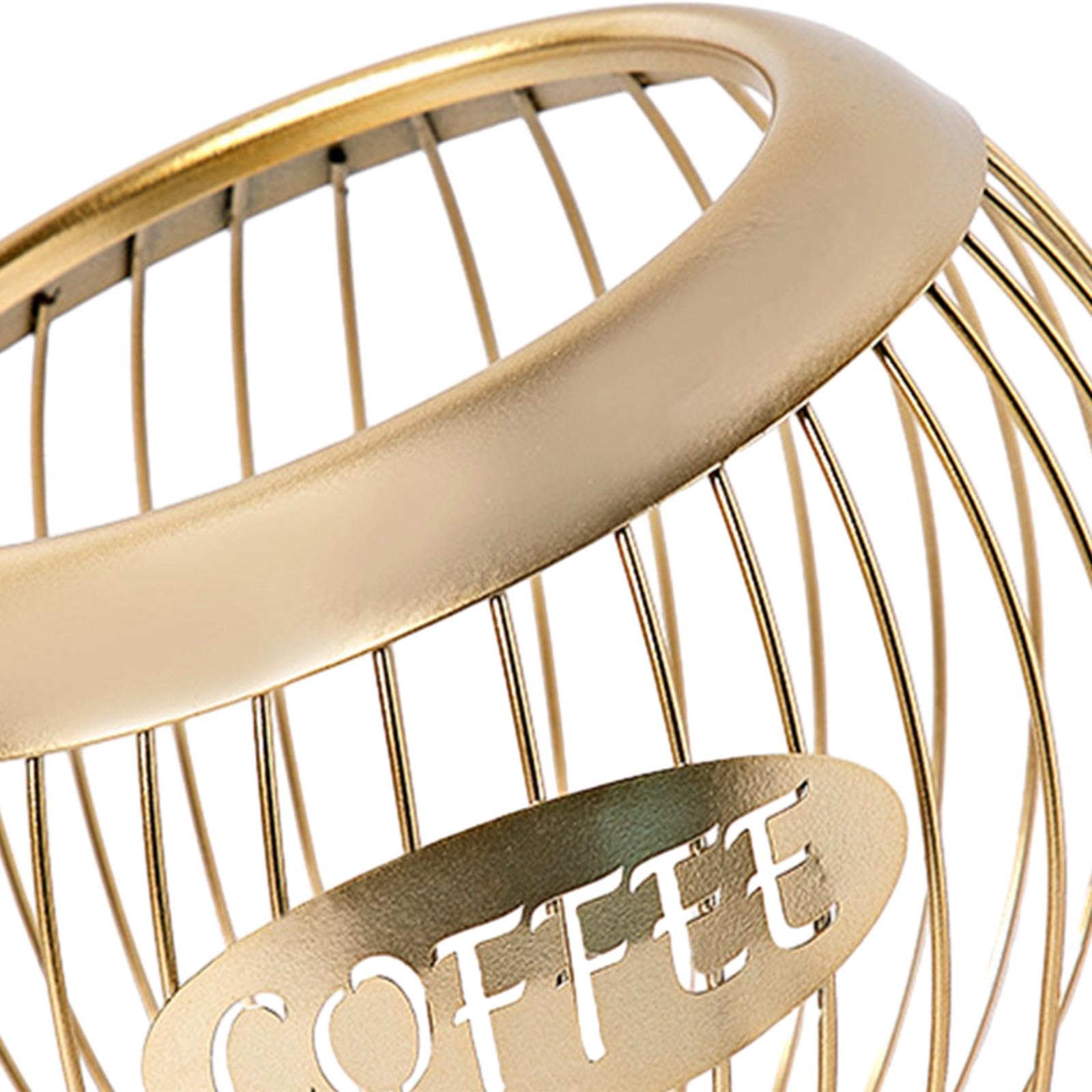 perfk Porta cialde per caffè, Snack, Caramelle, Contenitore, Multiuso, Durevole, Porta Capsule per caffè Espresso, Organizer da Tavolo per Cucina da banco, Oro